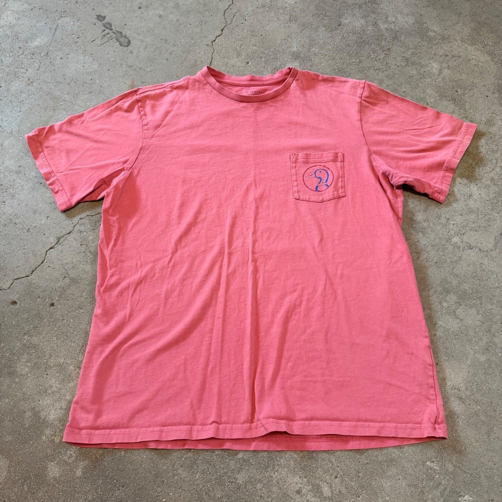 Duck Head T-Shirt Mens Large Pink Short Sleeve Pocket American Flag Graphic Tee